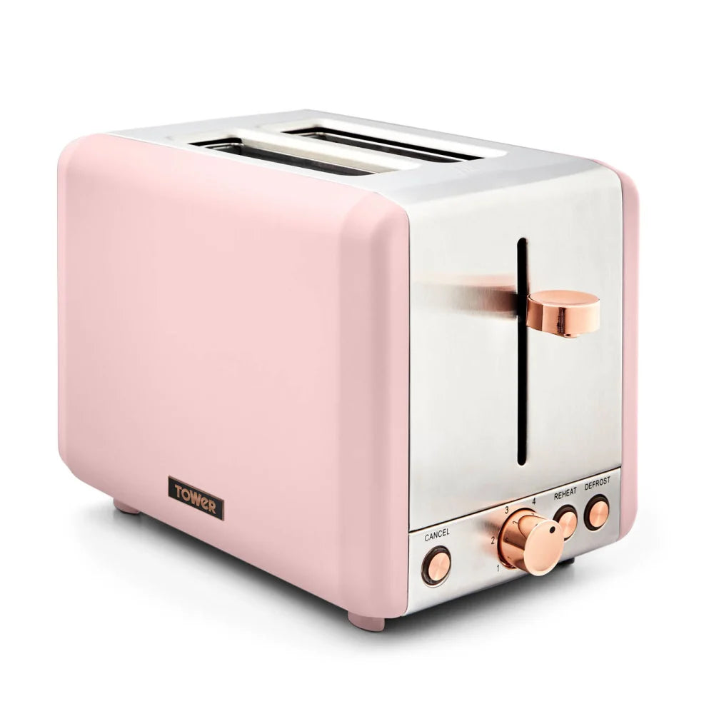 Tower Cavaletto Pink Kettle and 2 Slice Toaster Kitchen Set