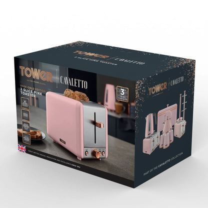 Tower Cavaletto Kettle & 2 Slice Toaster Kitchen Set (Marshmallow Pink)