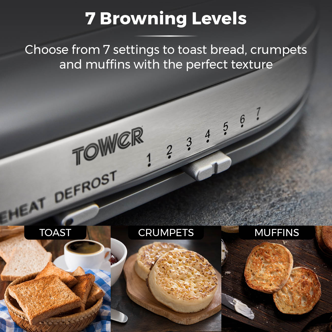 Tower Belle Grey 2 Slice Toaster Graphite T20043GRP