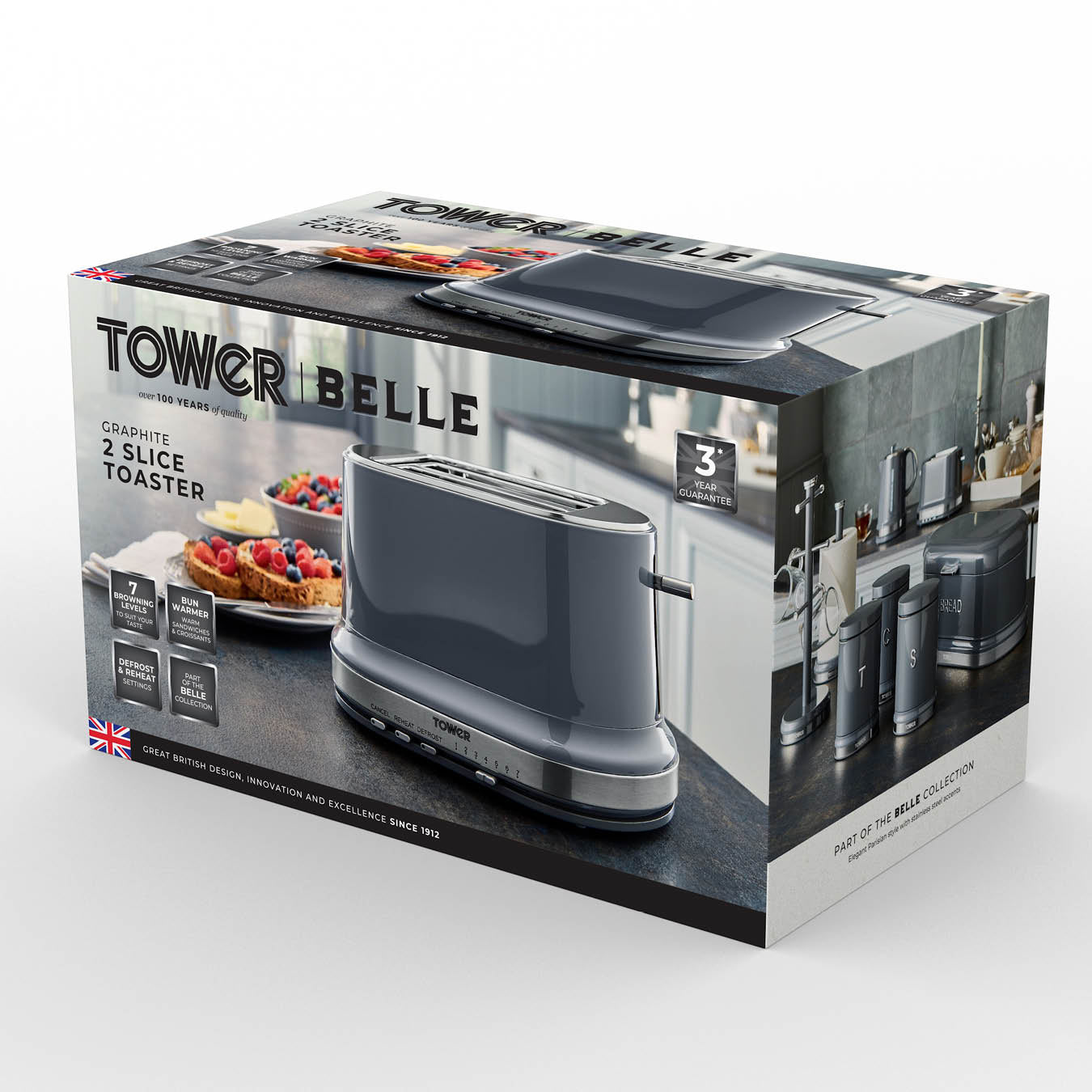 Tower Belle 2 Slice Toaster T20043GRP (Graphite Grey)