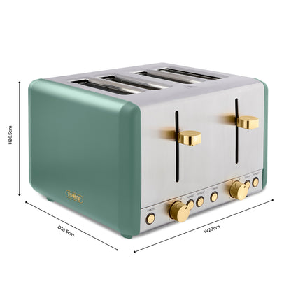 Tower Cavaletto Kettle & 4 Slice Toaster Matching Kitchen Set (Jade Green)