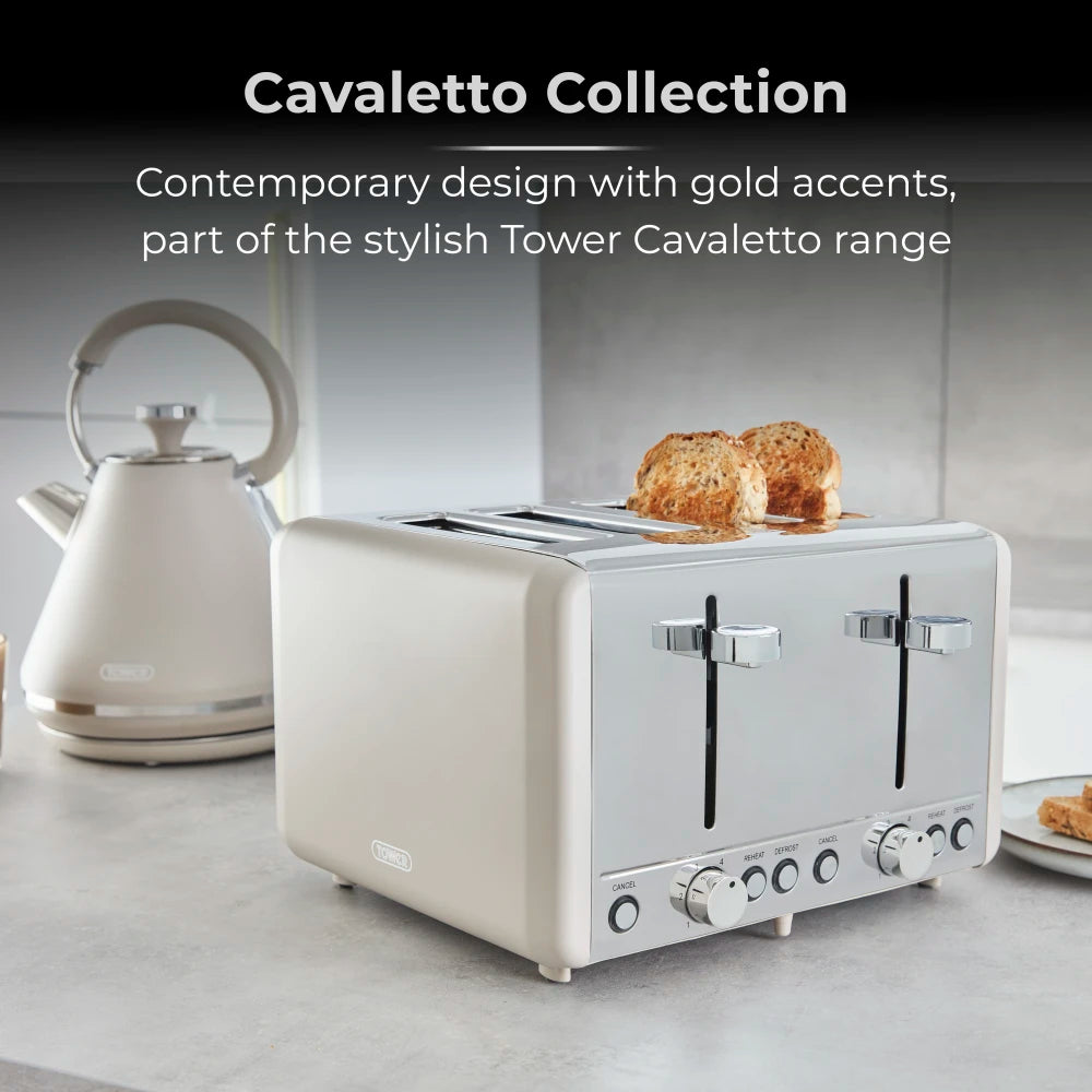 Tower Cavaletto Kettle & 4 Slice Toaster Kitchen Set - (Latte)