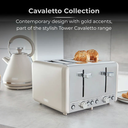 Tower Cavaletto Kettle & 4 Slice Toaster Kitchen Set - (Latte)