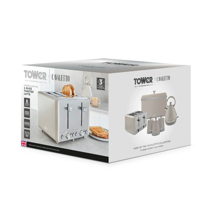 Tower Cavaletto Kettle & 4 Slice Toaster Kitchen Set - (Latte)