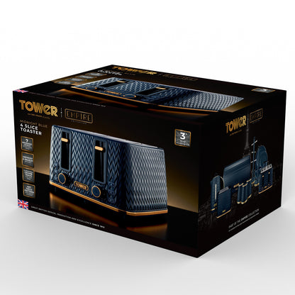 Tower Empire 4 Slice Toaster T20061MNB (Midnight Blue & Brass)