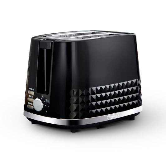 Tower Solitaire 2 Slice Toaster Chrome Accents T20082BLK (Black)