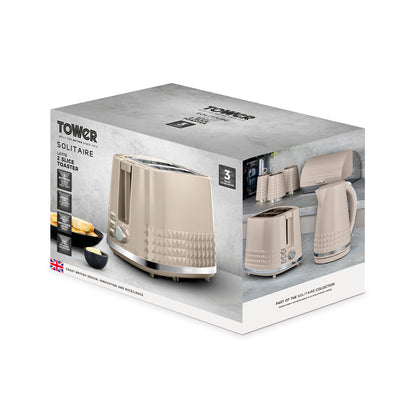 Tower Solitaire Kettle & 2 Slice Toaster Kitchen Set (Latte)