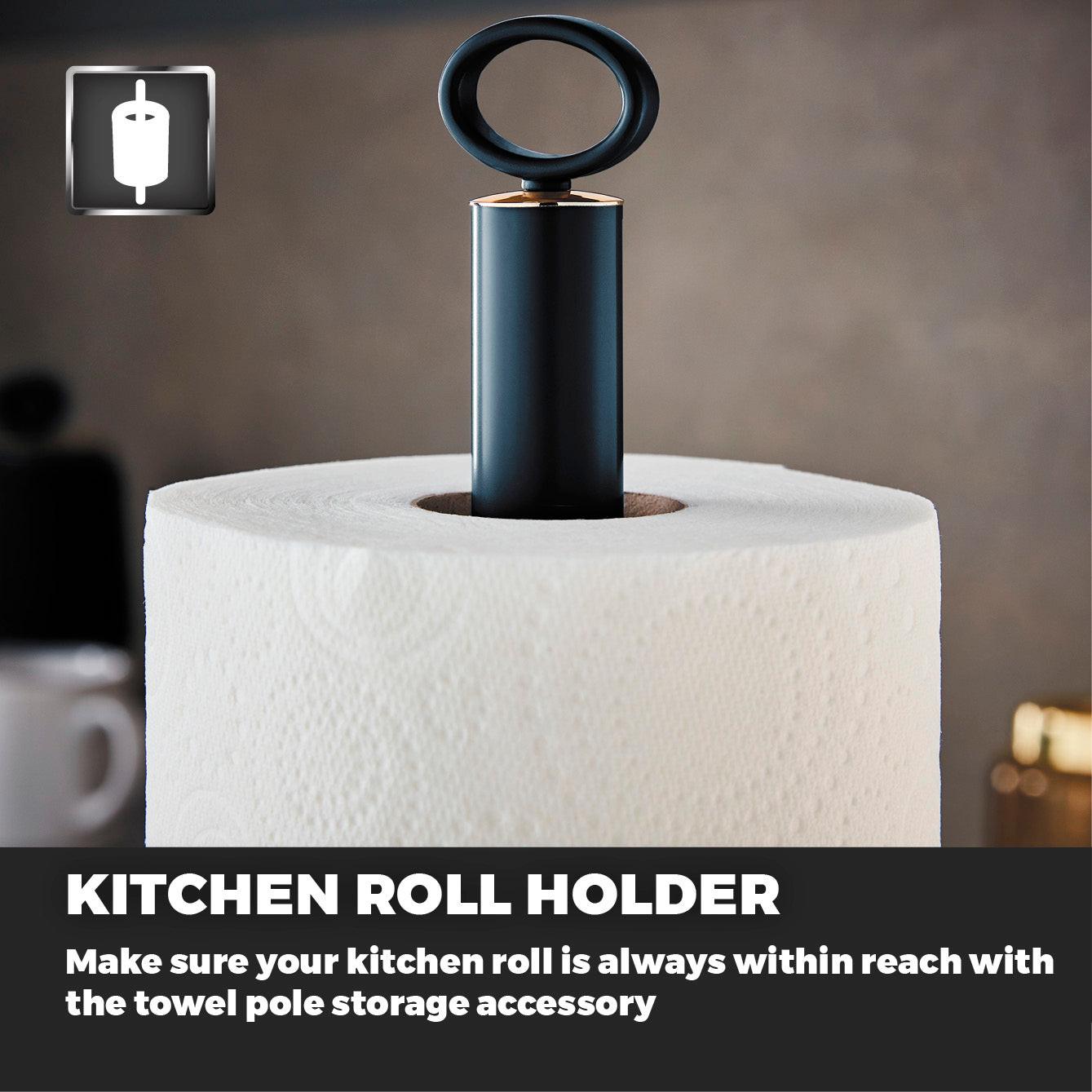 Midnight blue kitchen roll holder pole with round top handle