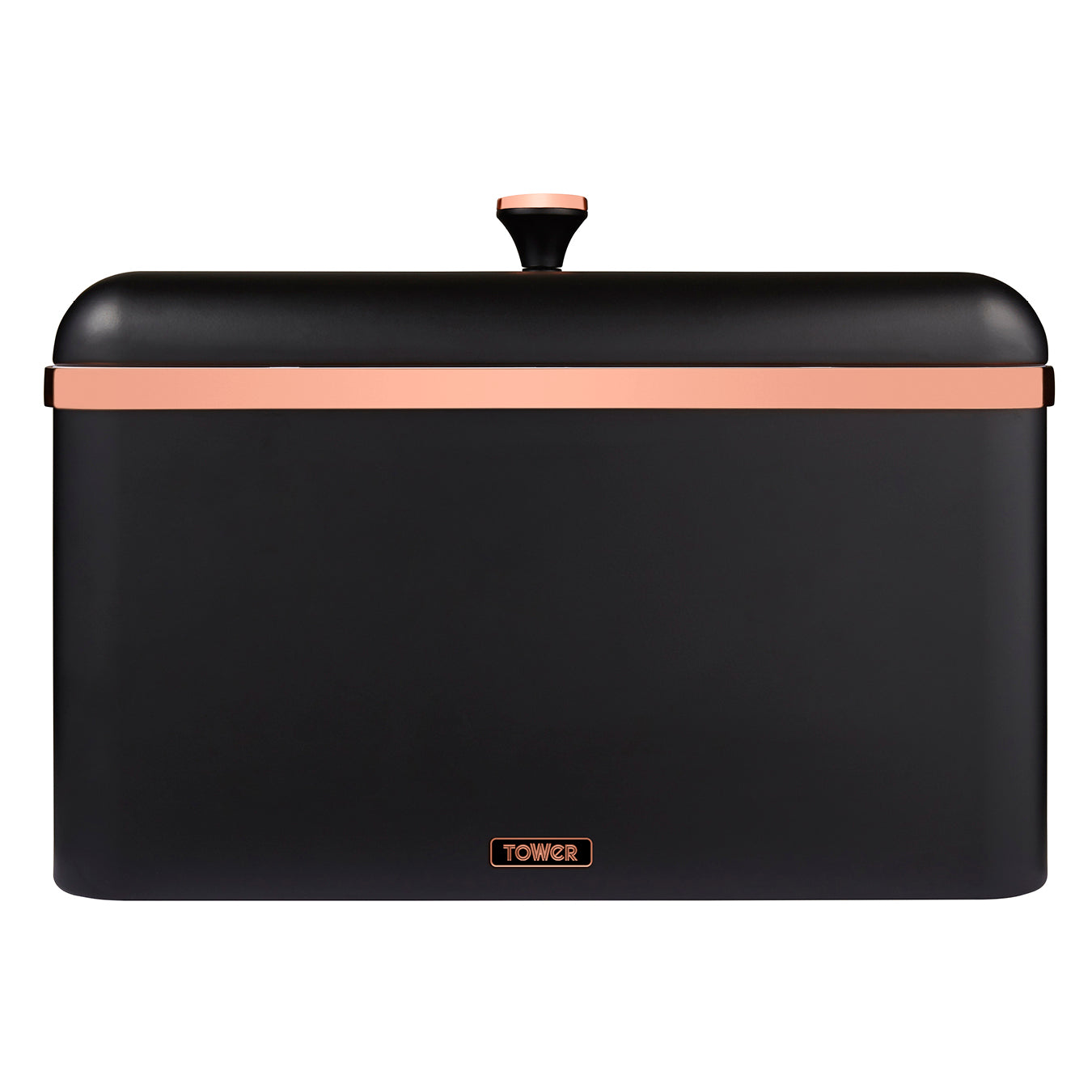 Tower T826130BLK Cavaletto Bread Bin with Removable Lid, Large Capacity, Durable Steel Body, Black and Rose Gold