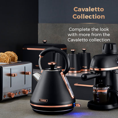 Tower Cavaletto Bread Bin & Canisters Matching Kitchen Set (Black)