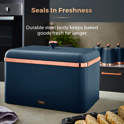 Tower Cavaletto Bread Bin & Canisters Kitchen Set (Midnight Blue)