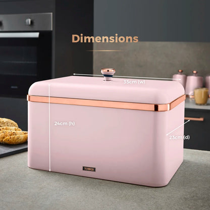 Tower Cavaletto Pink Kitchen Set - Kettle, Toaster, Bread Bin, Canisters