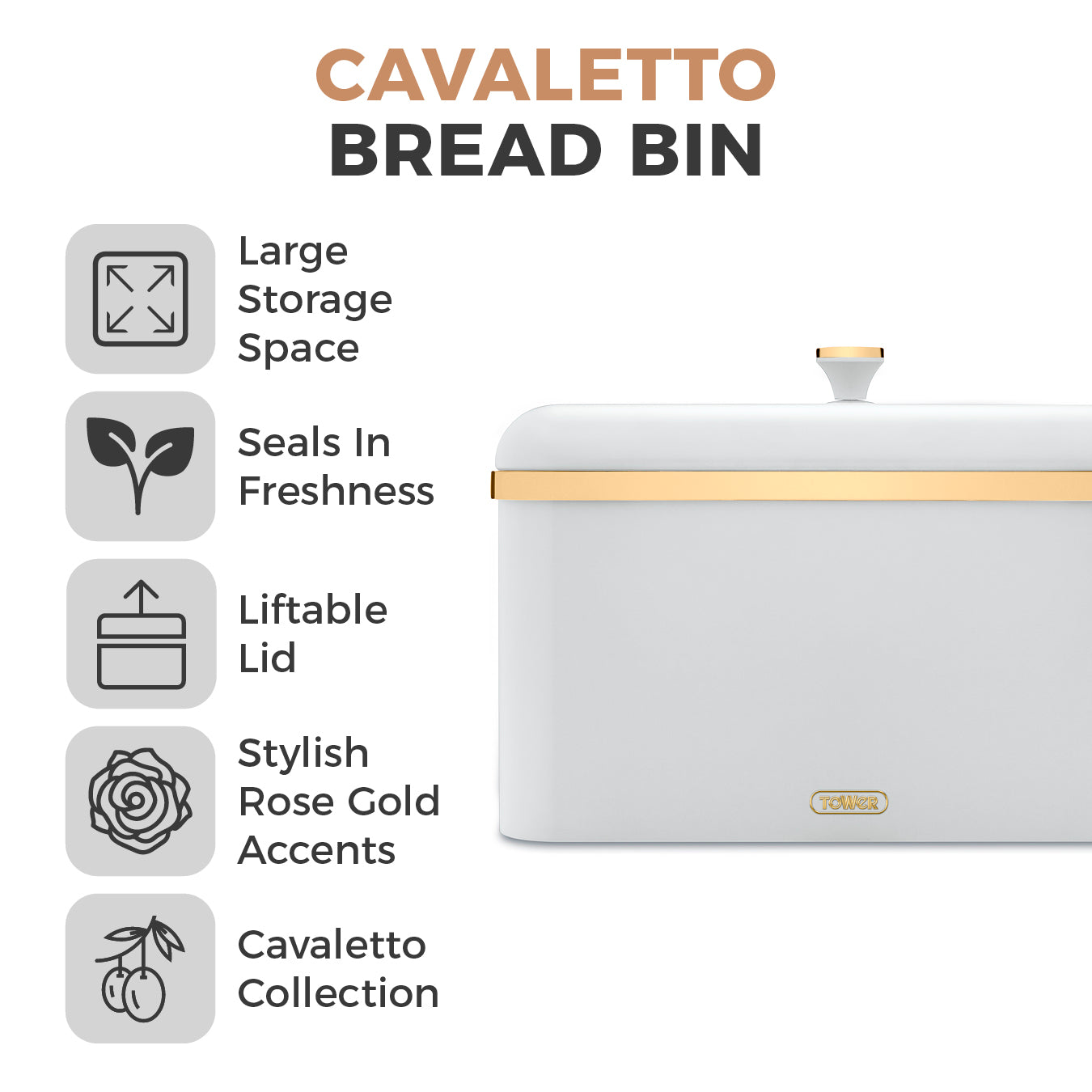 Tower Cavaletto Optic White Large Bread Bin&nbsp;