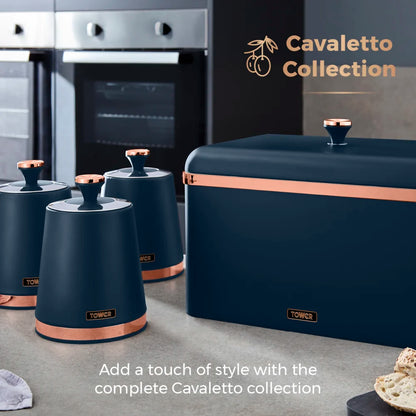 Tower Cavaletto Bread Bin & Canisters Kitchen Set (Midnight Blue)