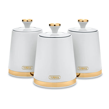 Tower Cavaletto Kettle, Toaster, Bread Bin & Canisters Kitchen Set (White)