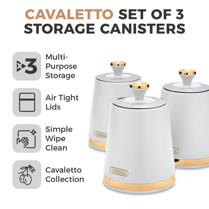 Tower Cavaletto Kettle, Toaster, Bread Bin & Canisters Kitchen Set (White)