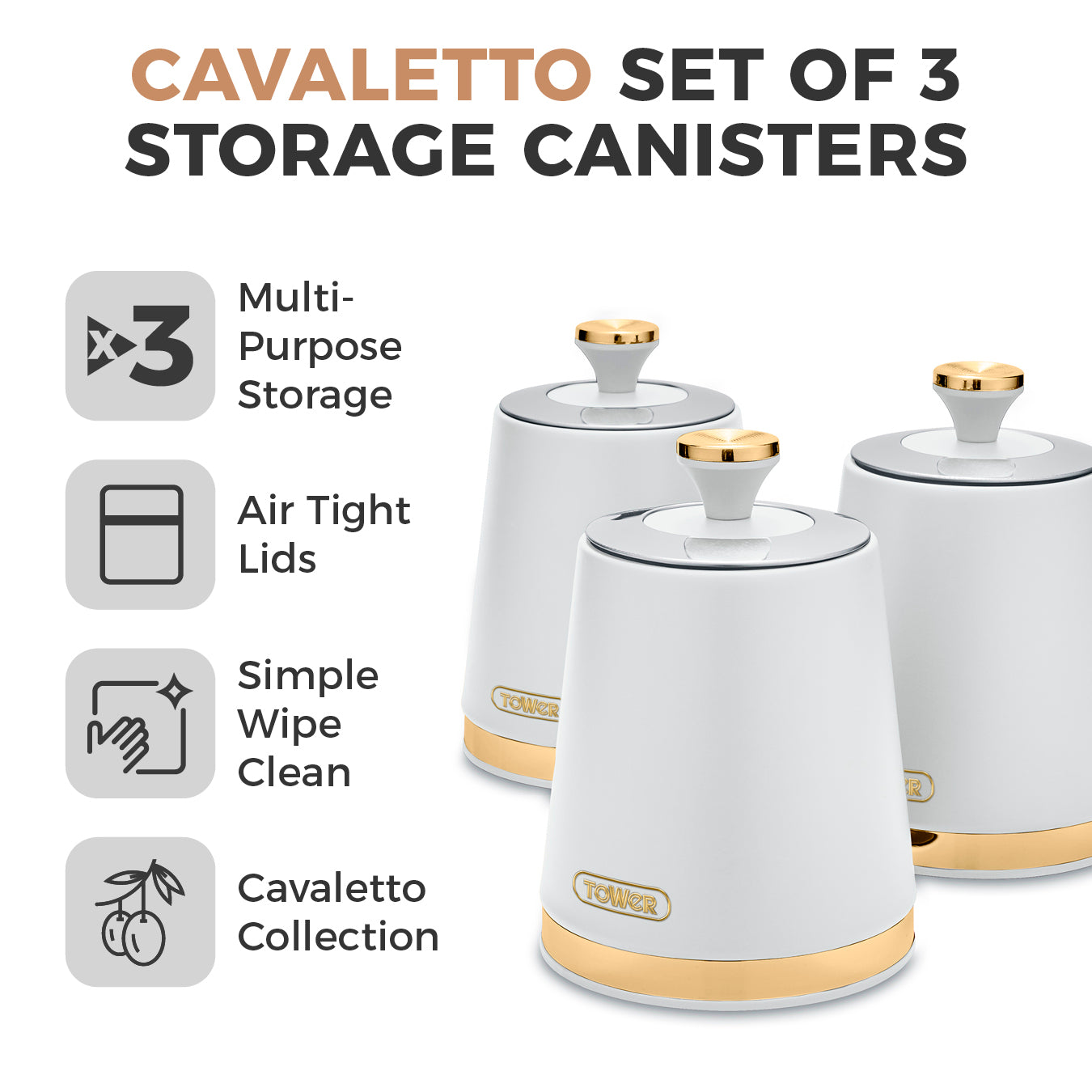 Tower Cavaletto Optic White Canister Set