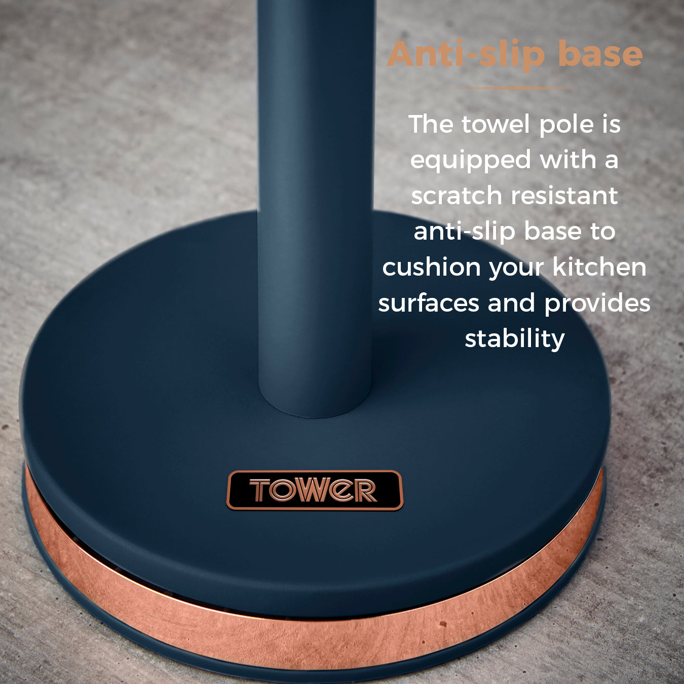 Tower Cavaletto Towel Pole Kitchen Roll Holder T826133MNB (Midnight Blue)