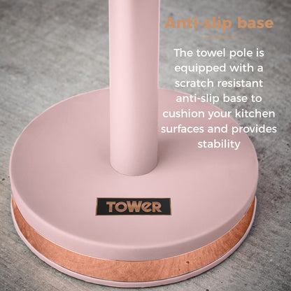 Tower Cavaletto Towel Pole Kitchen Roll Holder T826133PNK (Marshmallow Pink)