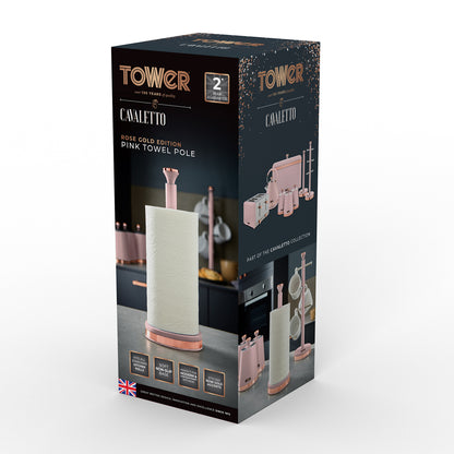 Tower Cavaletto Towel Pole Kitchen Roll Holder T826133PNK (Marshmallow Pink)