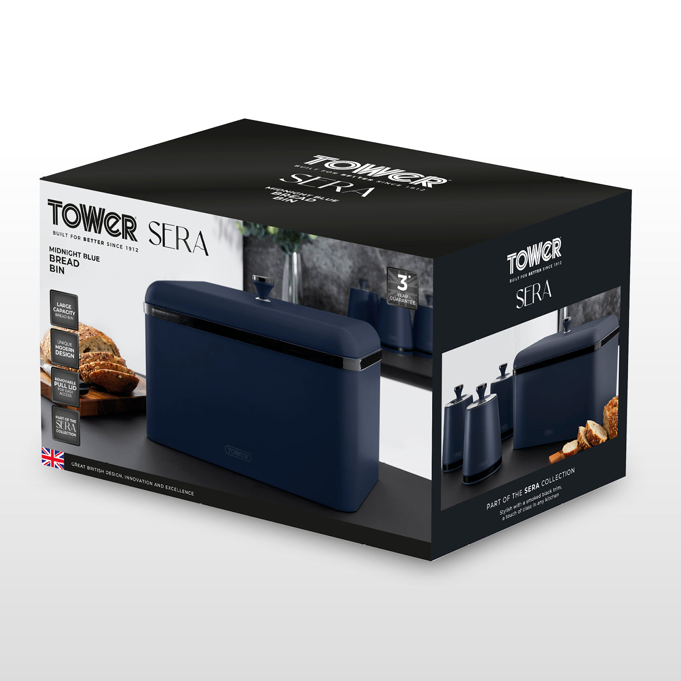 Tower Sera Bread Bin & Canisters Kitchen Set (Midnight Blue)