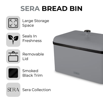 Tower Sera Kettle, Toaster, Canisters & Bread Bin Kitchen Set (Grey)