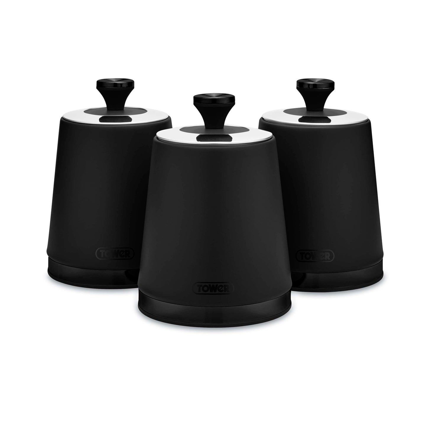 Tower Sera Bread Bin & Canisters Kitchen Storage Set (Black)