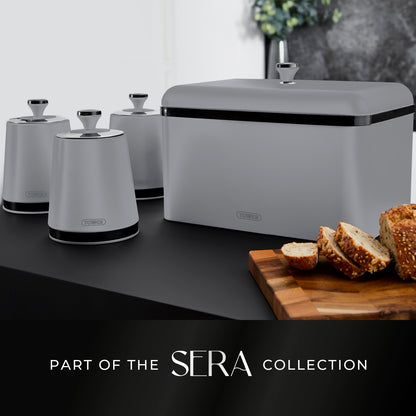 Tower Sera Kettle, Toaster, Canisters & Bread Bin Kitchen Set (Grey)