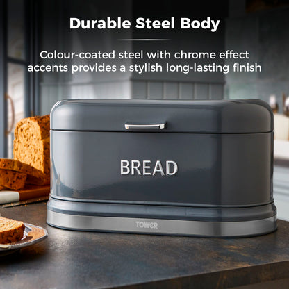 Tower Belle Bread Bin Metal T826170GRP - Graphite Grey