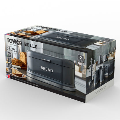 Tower Belle Bread Bin Metal T826170GRP - Graphite Grey