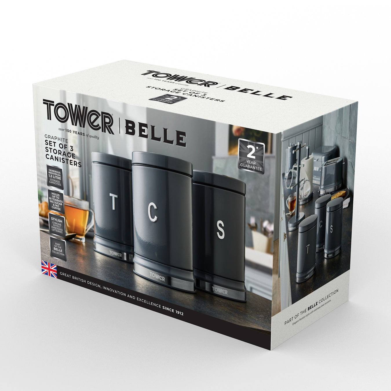 Tower Belle Canister Set Kitchen Canisters T826171GRP (Graphite Grey)