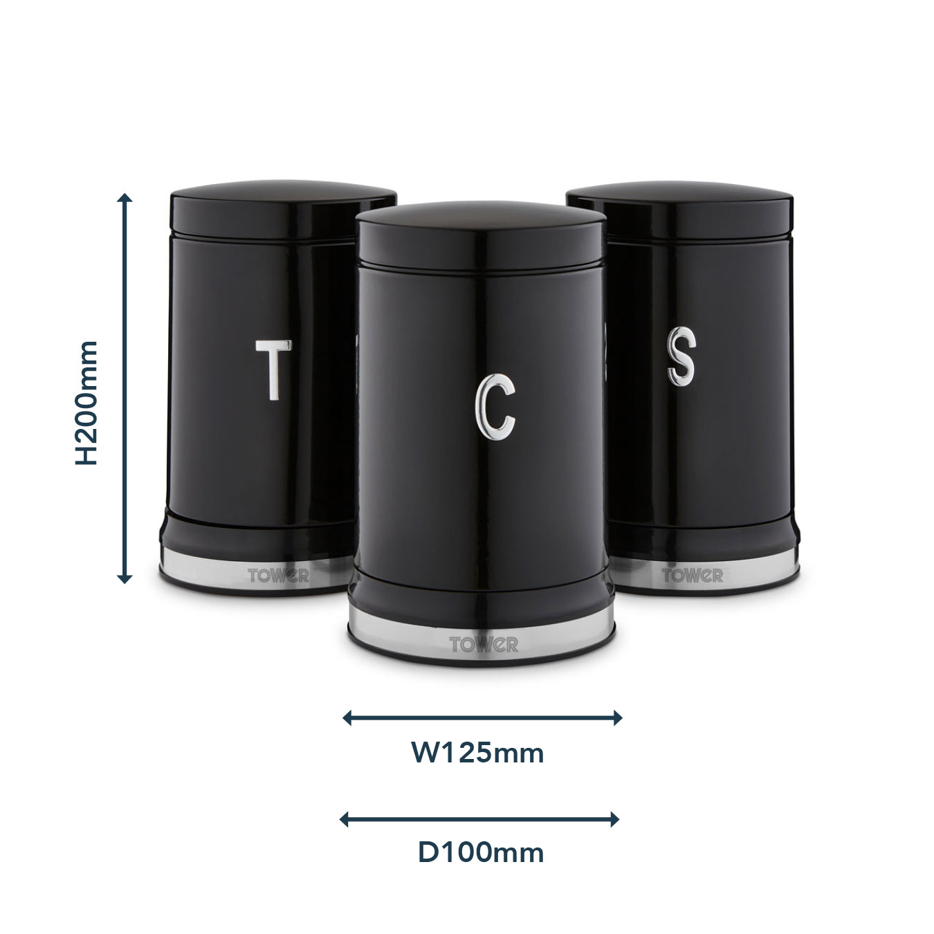 Tower Belle Bread Bin & Canisters Kitchen Set - Noir Black