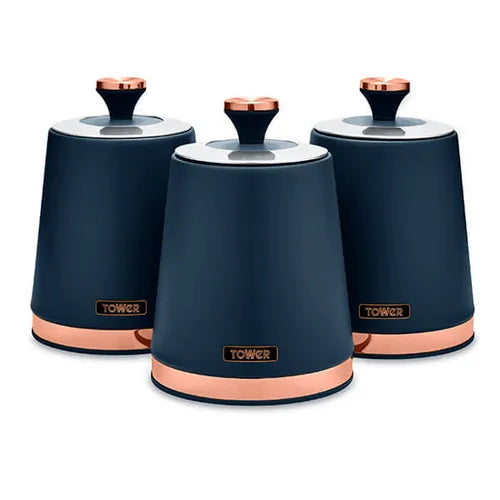 Tower Cavaletto Midnight Blue 6pc Kitchen Set Bread Bin Canisters Towel Pole