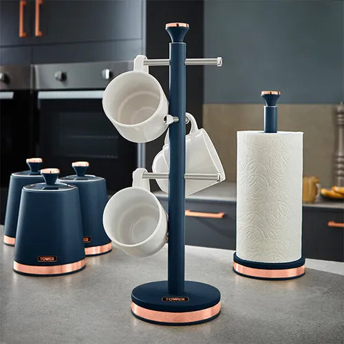 Tower Cavaletto Midnight Blue 6pc Kitchen Set Bread Bin Canisters Towel Pole