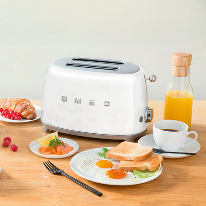 SMEG Retro Kettle & 2 Slice Toaster Temperature Control Kitchen Set (White)