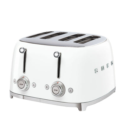 SMEG Rero Kettle & 4 Slice Toaster Temperature Control Kitchen Set - White