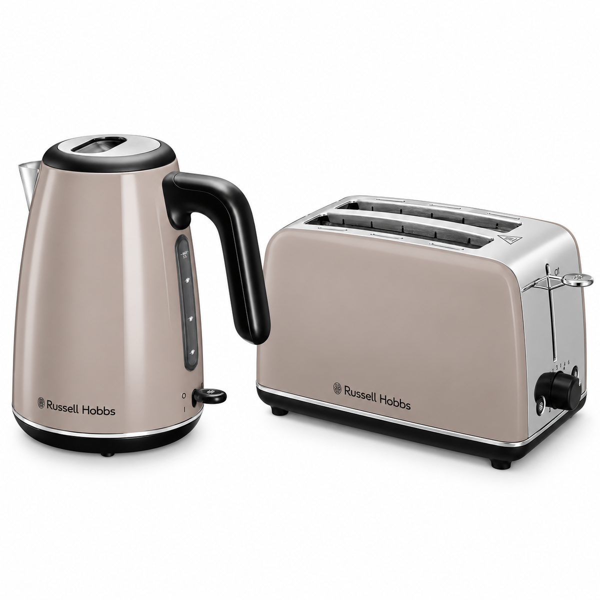 Russell Hobbs Everyday Quiet Kettle & 2 Slice Toaster Kitchen Set 28853 28863 (Mocha)