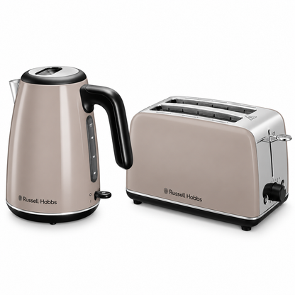 Russell Hobbs Everyday Quiet Kettle & 2 Slice Toaster Kitchen Set 28853 28863 (Mocha)