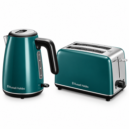 Russell Hobbs Everyday Kettle & 2 Slice Toaster Kitchen Set 28835 28865 (Teal)