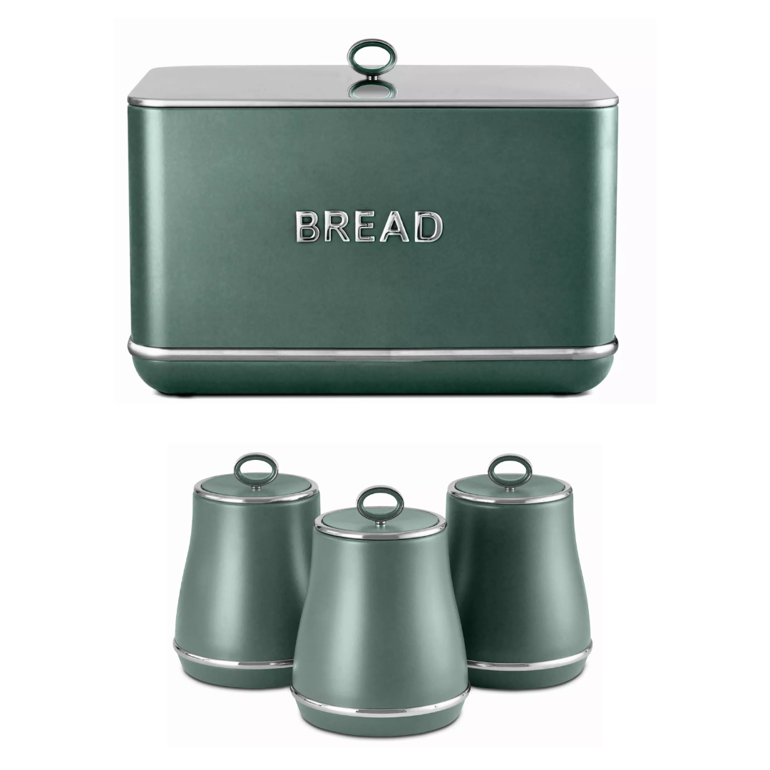 Tower Tower Renaissance Bread Bin & Canisters Kitchen Storage Set (Forest Green)