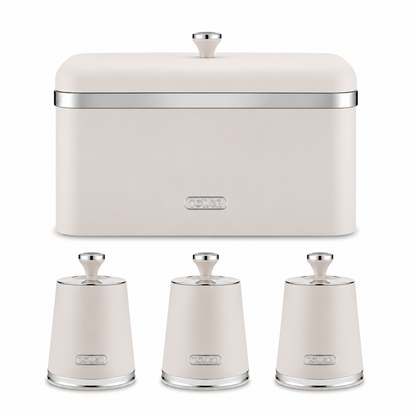 Tower Tower Cavaletto Bread Bin & Canisters Kitchen Storage Set (Latte)