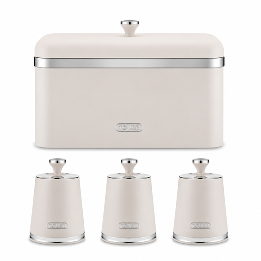 Tower Cavaletto Bread Bin & Canisters Kitchen Storage Set (Latte)