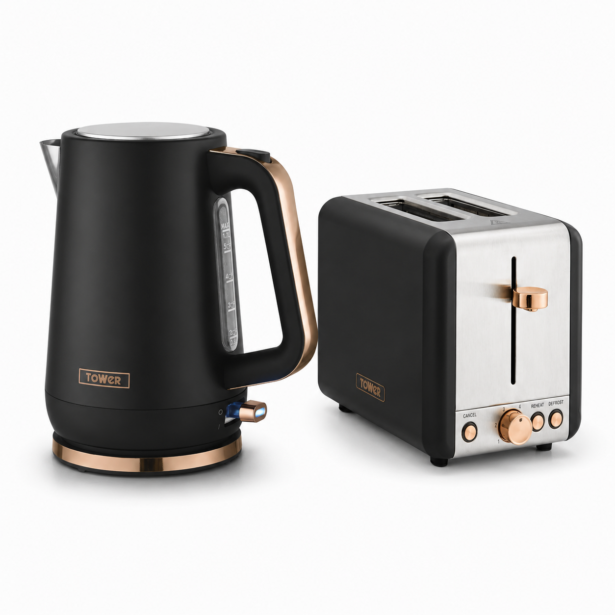 Tower Cavaletto Jug Kettle & 2 Slice Toaster Set (Black) Kettle & Toaster Sets