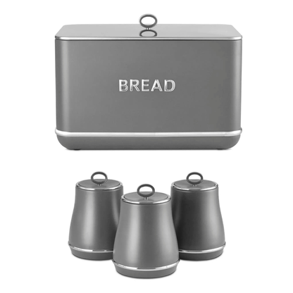Tower Tower Renaissance Bread Bin & Canisters Kitchen Storage Set (Grey)