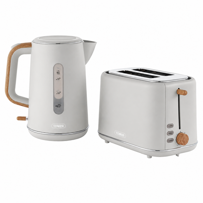 Tower Tower Scandi Kettle & 2 Slice Toaster Kitchen Set (Dove Grey)