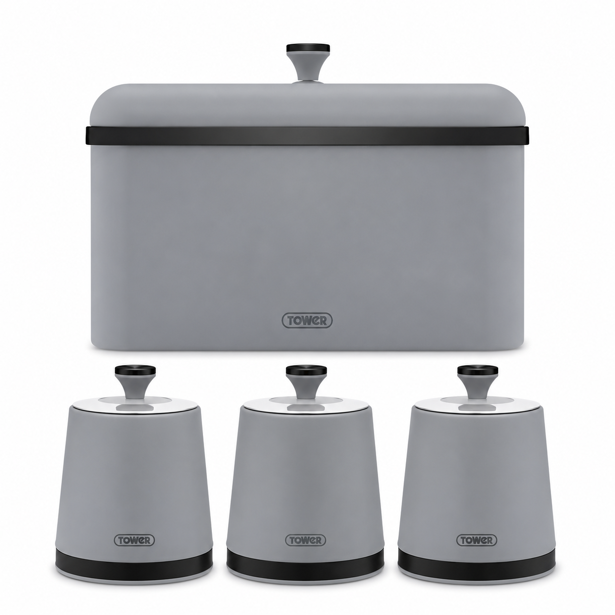 Tower Tower Sera Bread Bin & Canisters Kitchen Storage Set (Grey)