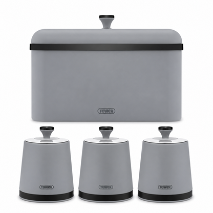 Tower Tower Sera Bread Bin & Canisters Kitchen Storage Set (Grey)