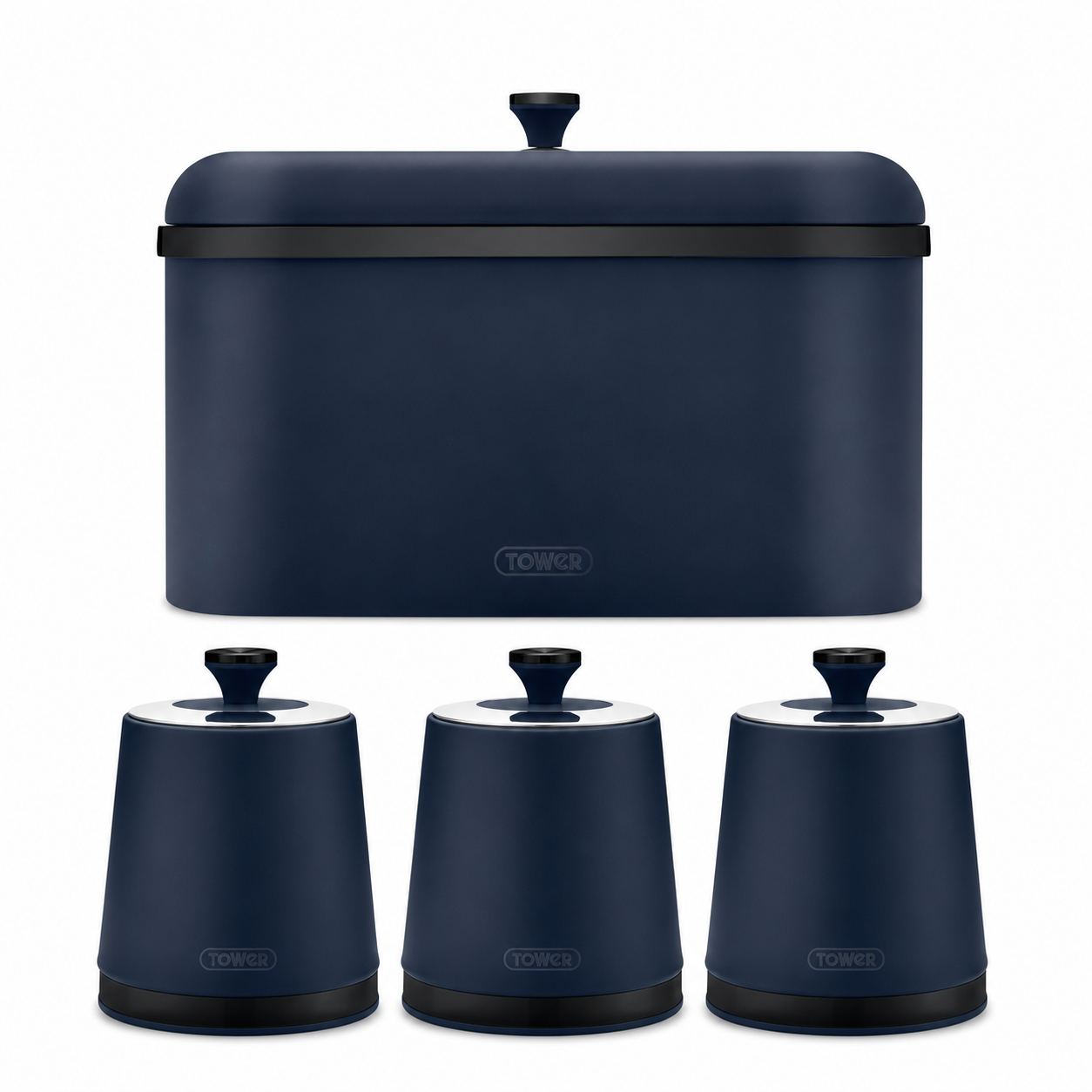 Tower Tower Sera Bread Bin & Canisters Kitchen Storage Set (Midnight Blue)