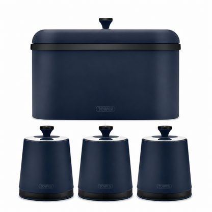 Tower Tower Sera Bread Bin & Canisters Kitchen Storage Set (Midnight Blue)
