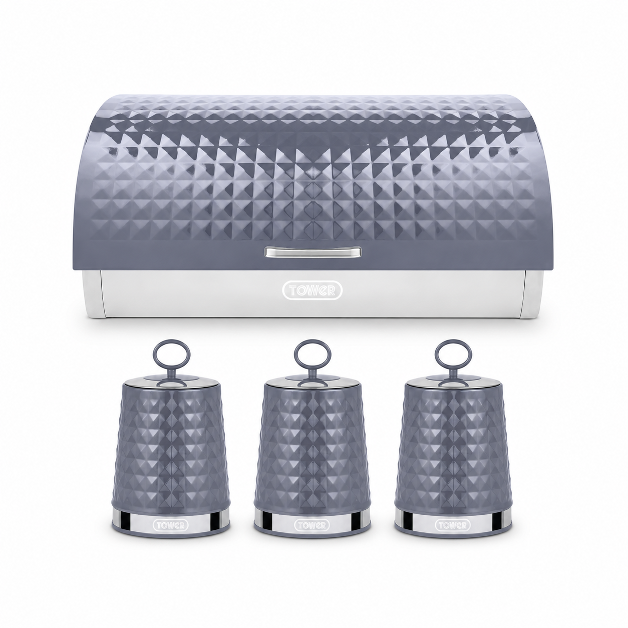 Tower Tower Solitaire Bread Bin & Canisters Kitchen Storage Set (Grey)